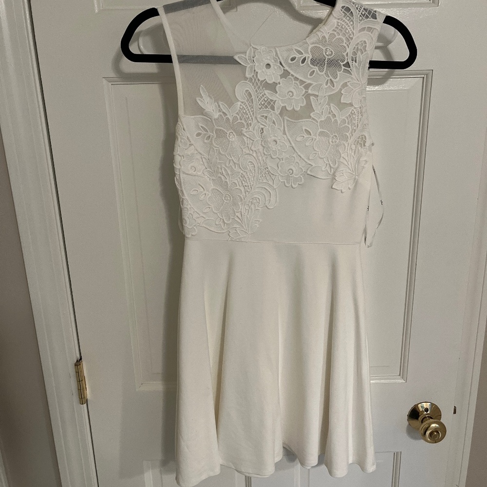 White lace, midi, dress fit and flare